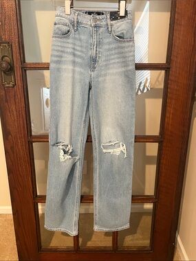 Hollister Light Blue Straight Leg Distressed Jeans